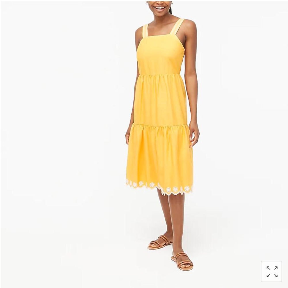 J Crew Embroidered scalloped tiered dress sz6